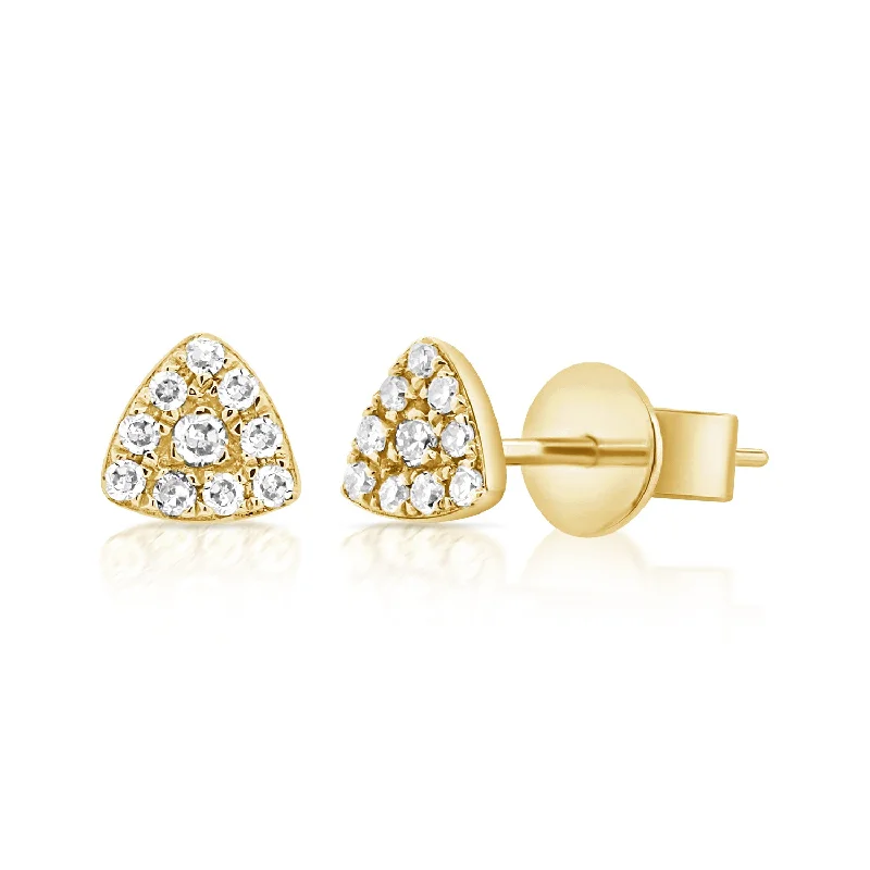 Fine Gold Earrings-OKGs Collection Triangle Pave Stud Natural Diamond Earrings