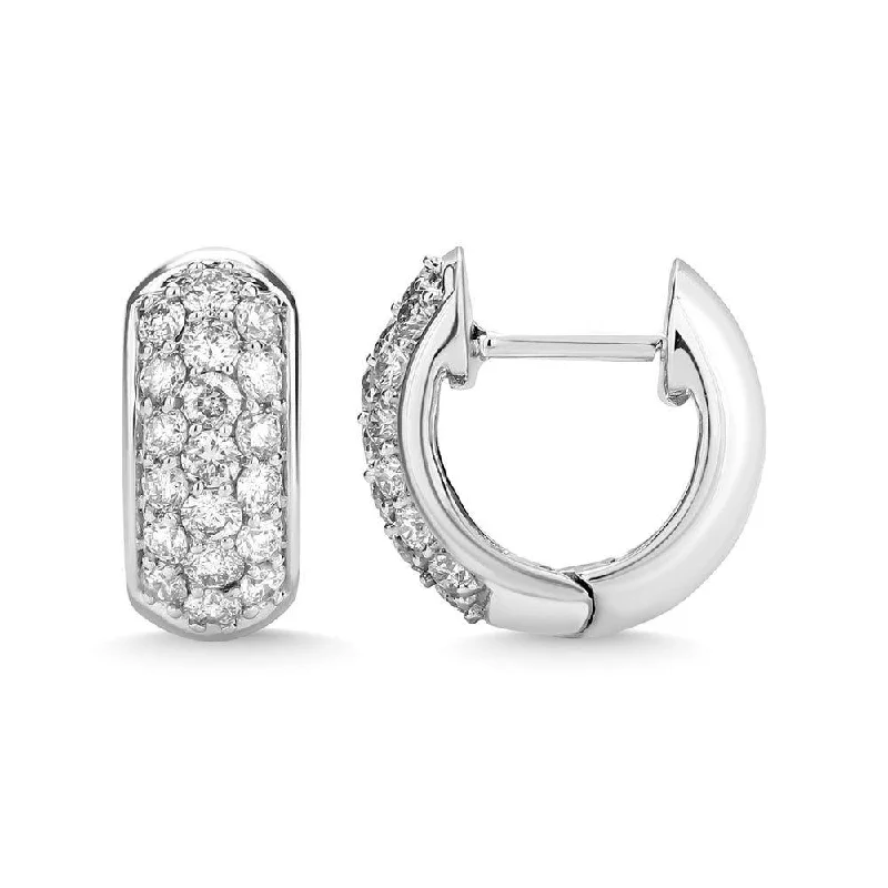 Boho Drop Earrings-Diamond Hoop Earrings in 14K White Gold