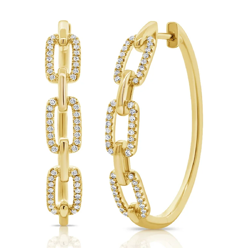 Statement Earrings for Brides-Designer Links Diamond Hoops