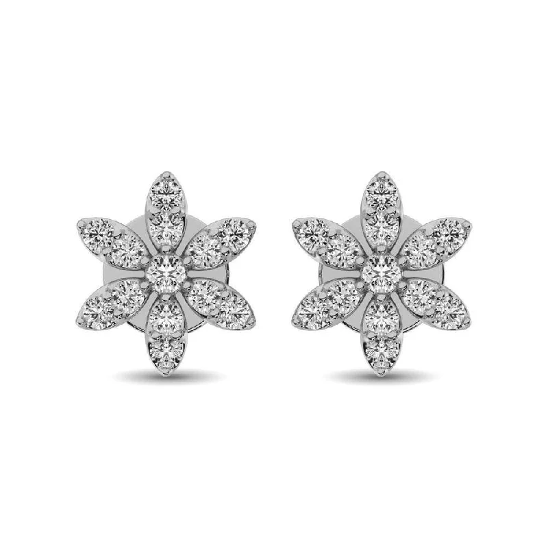 Artistic Earrings for Girls-Diamond 1/3 Ct.Tw. Flower Stud Earrings