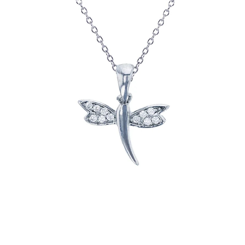 Simple Silver Necklace for Minimalist Style-Dragonfly Necklace (Silver)