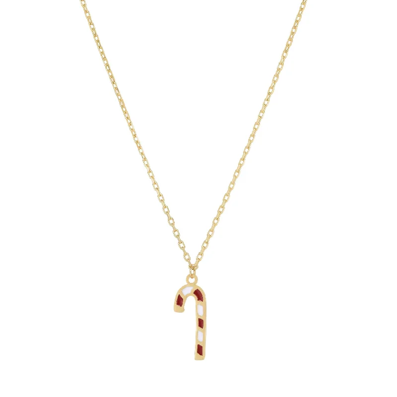 Elegant Necklace with Amethyst Pendant-Candy Cane Necklace (14K)