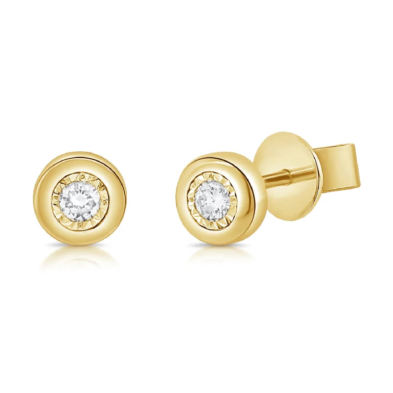 Wedding Day Earrings for Brides-Classic Miracle Set Diamond Stud made in 14K Gold