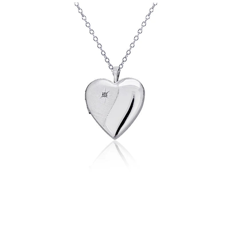 Designer Gold Necklace with Diamonds-Heart Locker Necklace (Silver)