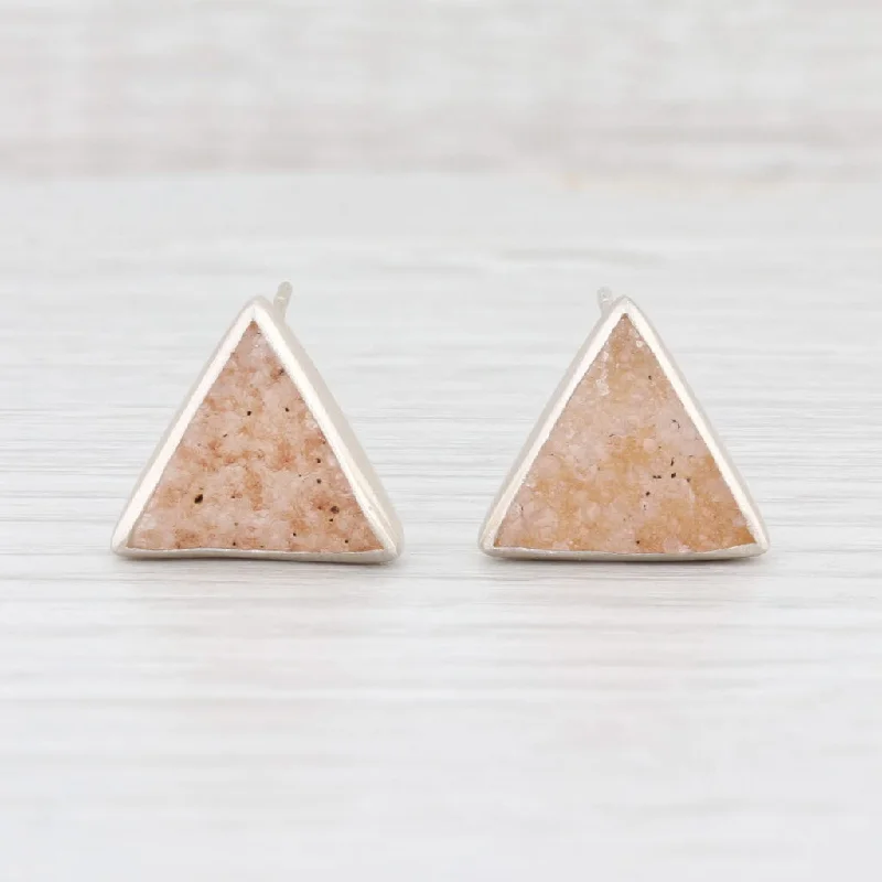 Artisanal Hoop Earrings-New Nina Nguyen Trio Sand Druzy Quartz Earrings Sterling Silver Charm Hooks