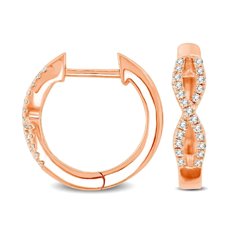 Elegant Diamond Drop Earrings-10K Rose Gold 1/6 Ctw Diamond Hoop Earrings