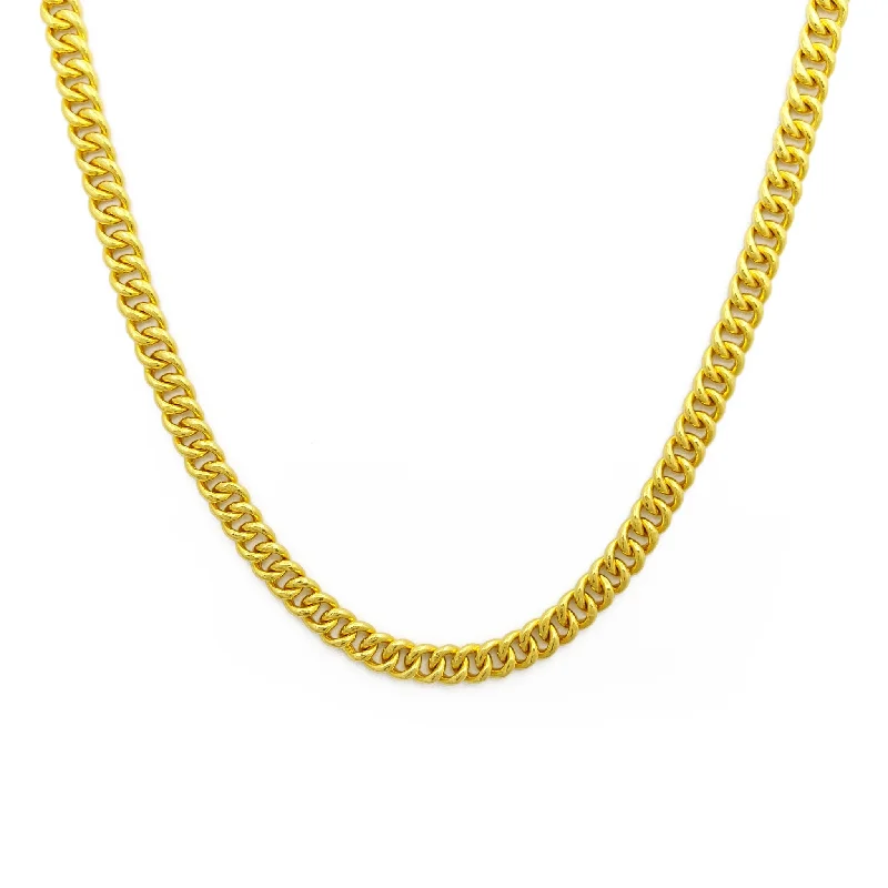 Colorful Gemstone Necklace for Daily Wear-Cuban Link Solid Chain (24K)