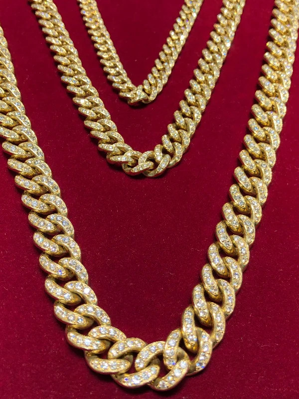 Trendy Pendant Necklace for Casual Look-Diamond Miami Cuban Link Chain (14K)