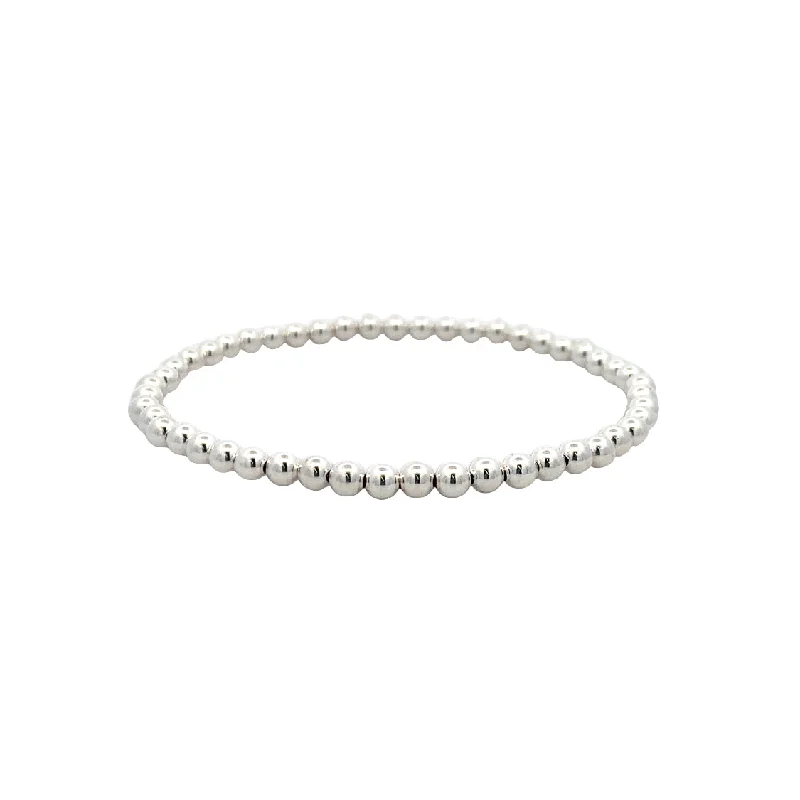 Classic Gold Bracelet with Simple Link Design-4mm Stretch Bracelet in SIlver by Karen Lazar