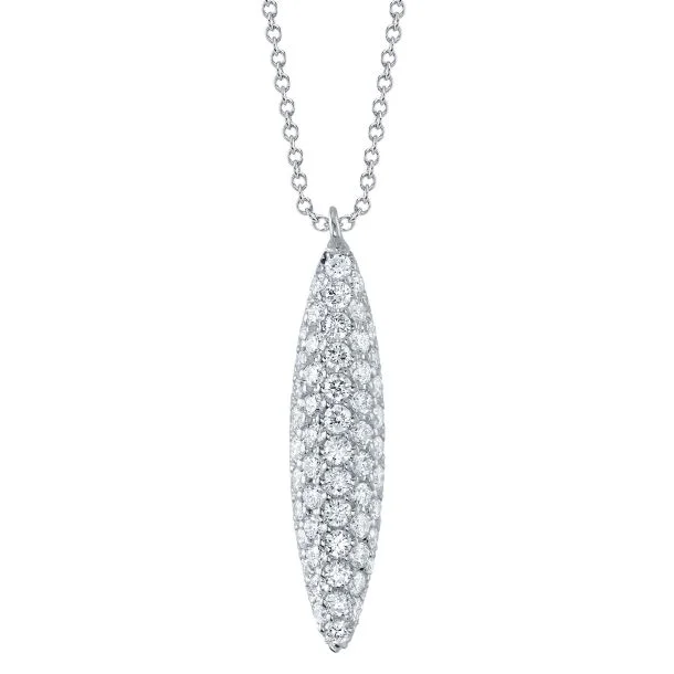 Fine Silver Pendant Necklace for Casual Wear-White Gold Diamond Pave Pendant Necklace