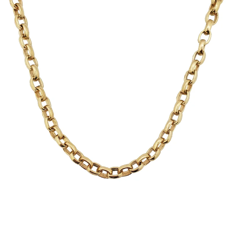 Custom Gold Name Necklace for Brides-Solid Rounded Cable Link Chain (14K)