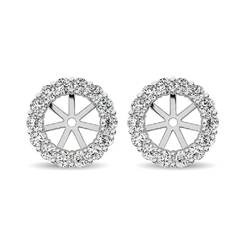 Artistic Silver Earrings-14K White Gold Diamond Earrings Jacket