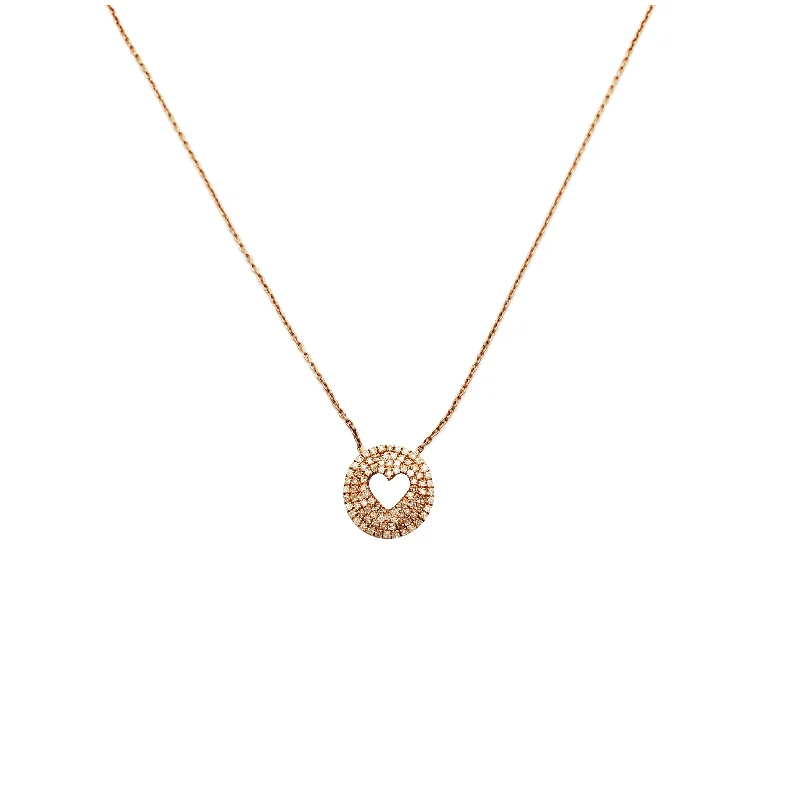 Personalized Necklace with Love Charm-Rose Gold Diamond Heart Necklace (10K)