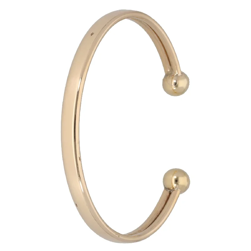 Simple Gold Bangles with Custom Name Engraving-9ct Gold Torque Bangle