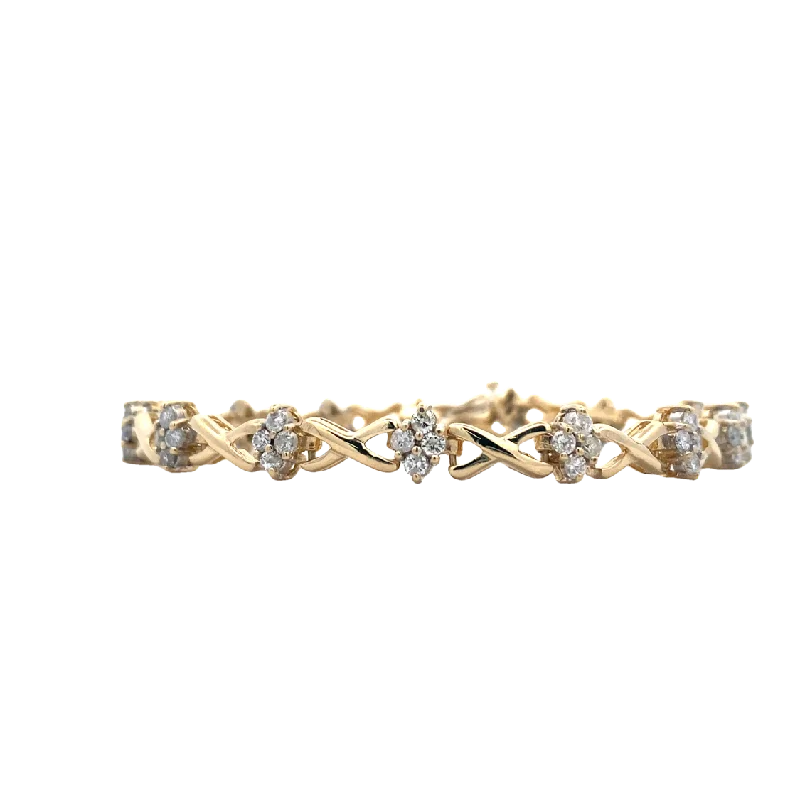 Personalized Name Bracelet for Wedding Gifts-Estate Diamond Link Bracelet in Yellow Gold