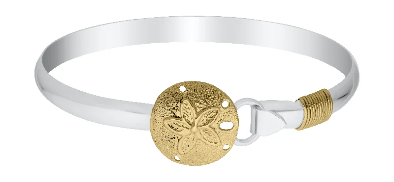 Luxury Gold Bracelet with Clear Crystals-Sand Dollar Bracelet in Sterling Silver with 14K Yellow Gold