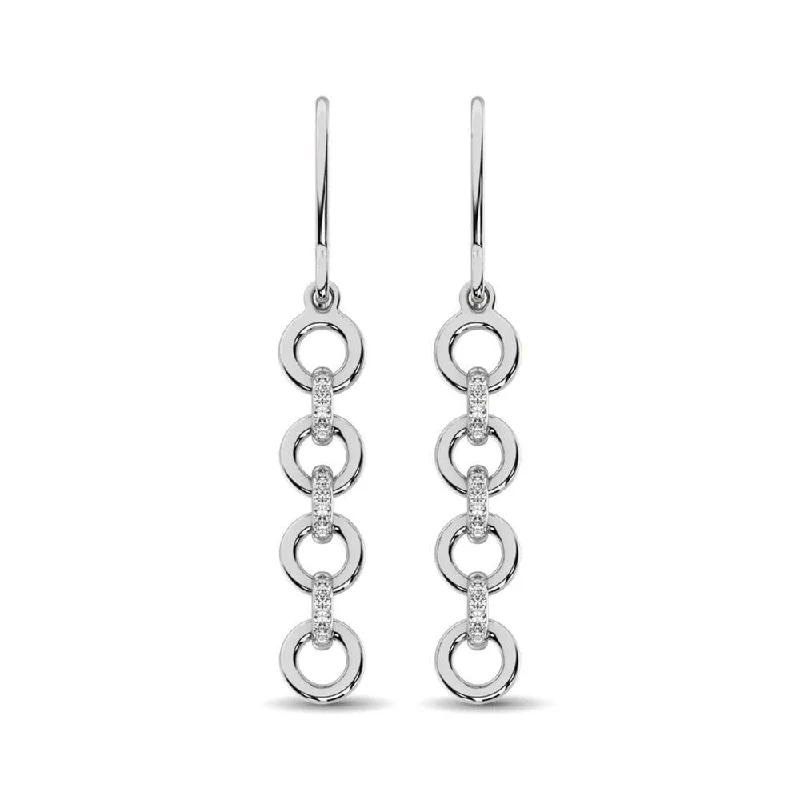 Silver Bar Earrings-Sterling Silver 1/20 Ctw Drop Earrings