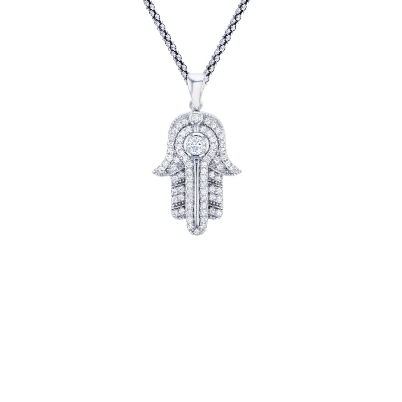 Personalized Necklace with Love Charm-Hamsa necklace (Silver)