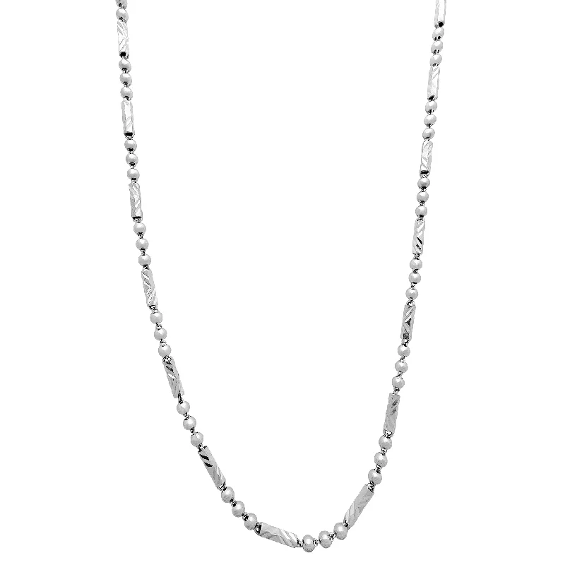 Trendy Chain Necklace with Multiple Pendants-Diamond-Cut Barrel & Ball Chain (Silver)