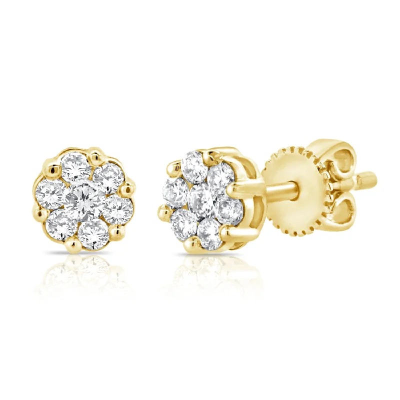 Art Deco Gold Earrings-Diamond Illusion Stud Earrings