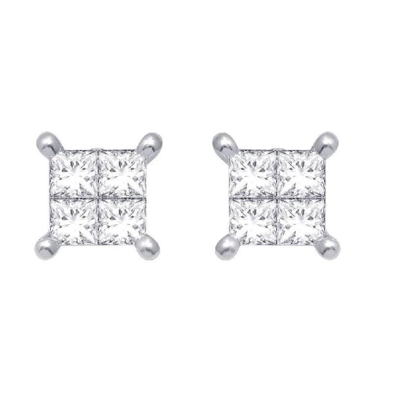 Handcrafted Earrings for Women-14K White Gold 1/3 Ct.Tw. Diamond Stud Earrings