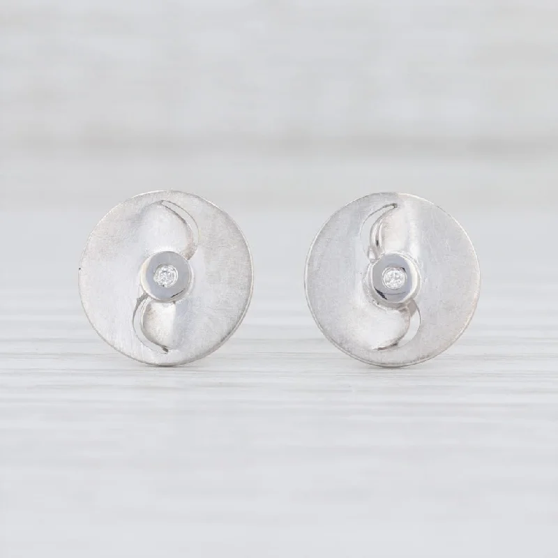 Pearl Stud Earrings for Formal Wear-New Bastian Inverun Diamond Circle Stud Earrings Sterling Silver 12888