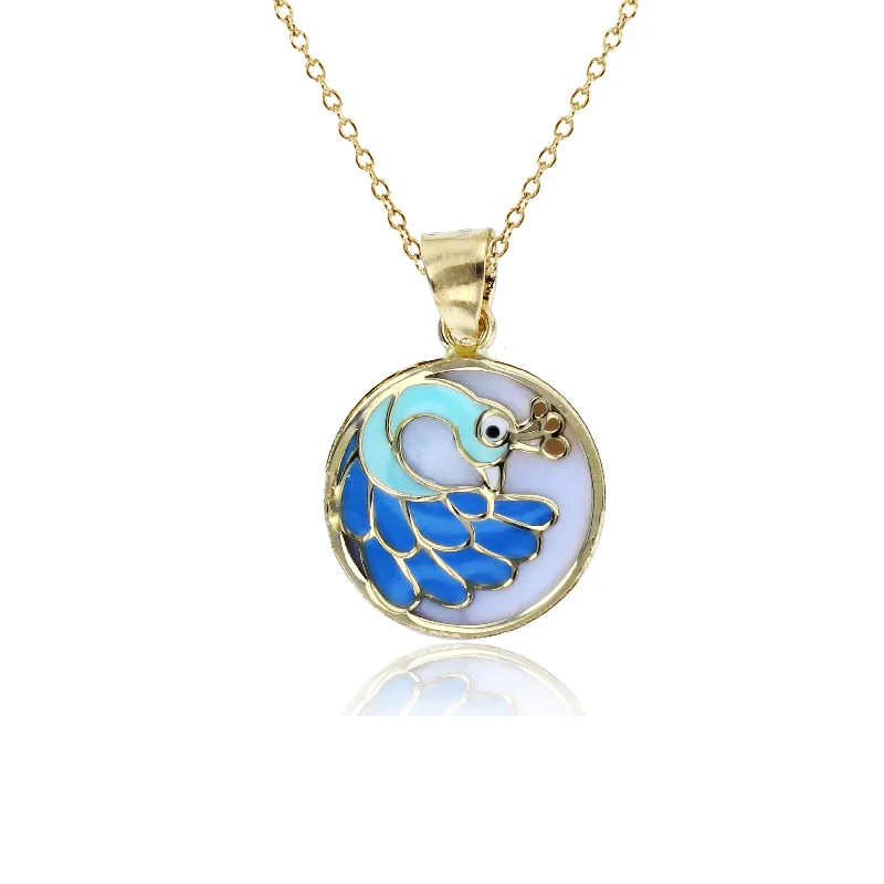 Unique Gemstone Necklace with Pendant-Blue Peacock Fancy Necklace (14K)