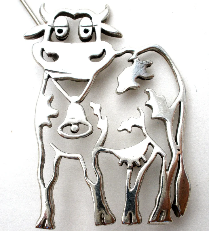 Brooch For Special Occasions-Vintage Cow Brooch Pin by Frank Chavez