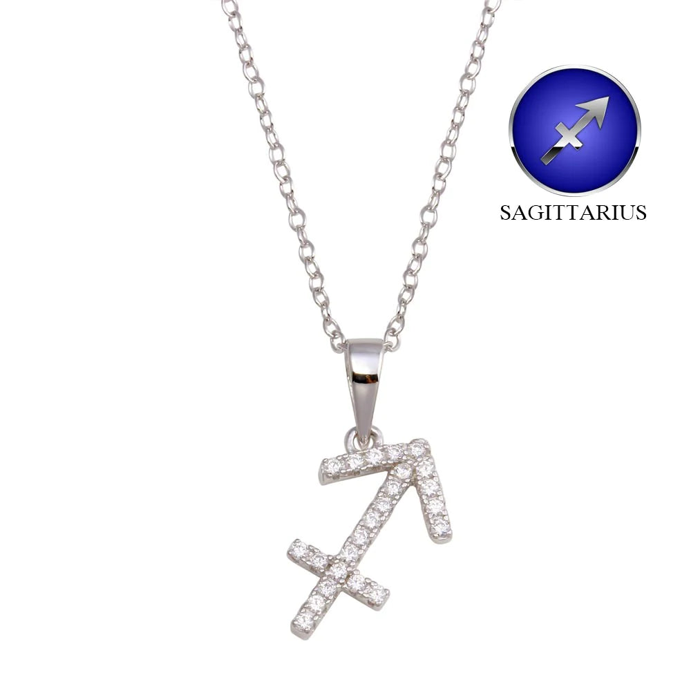 Simple Silver Necklace with Large Pendant-Sagittarius Necklace