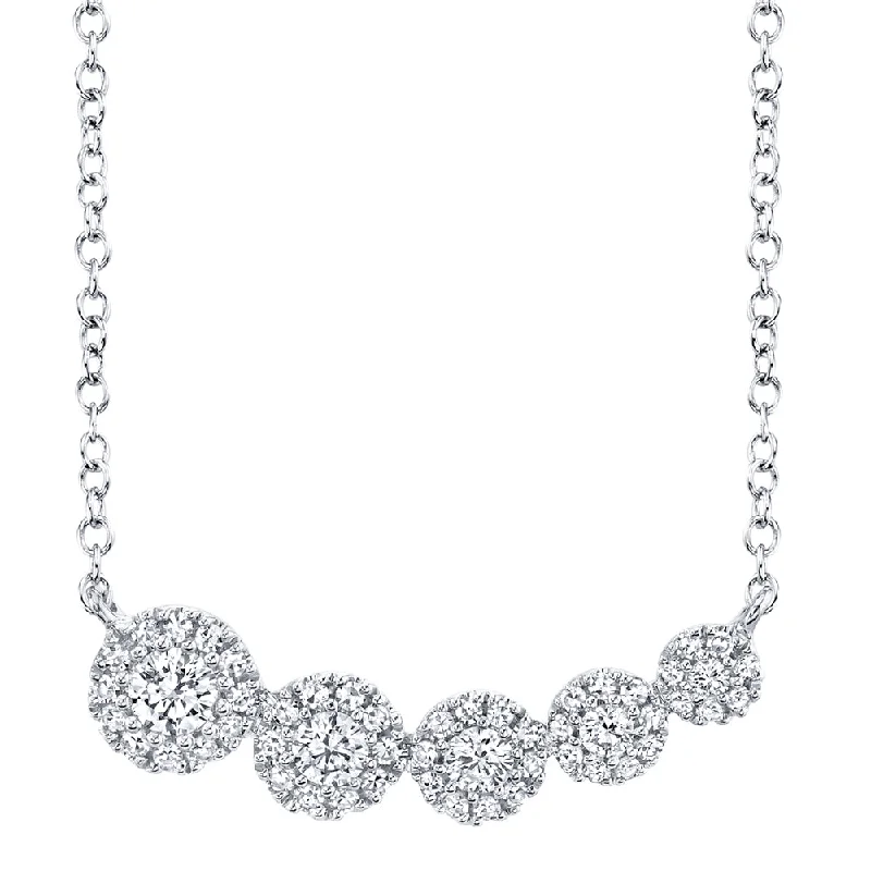 Fashionable Silver Necklace for Formal Events-White Gold Diamond Cluster Pendant Necklace