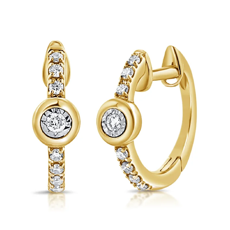 Colorful Boho Earrings-OKGs Collection Diamond Bezel Hoops