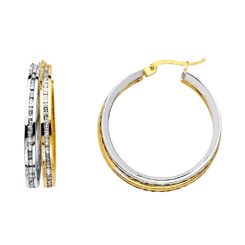 Stud Earrings with Diamonds-14K CZ Hoop Earrings