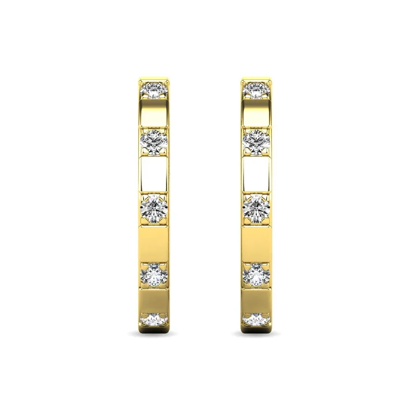 Large Gemstone Earrings-Diamond 1/10 ct tw Hoop Earrings in 10K Yellow Gold