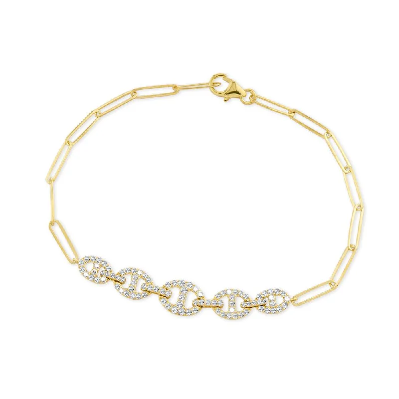 Customizable Rose Gold Bracelet with Gemstones-Diamond Sectional Bracelet in Yellow Gold