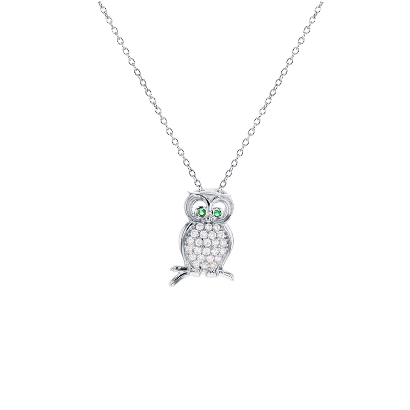 Unique Heart Pendant Necklace for Gifts-Owl Necklace (Silver)