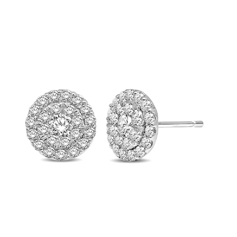 Light Crystal Earrings-14K White Gold 1/2 Ctw Invisible Diamond Stud Earrings