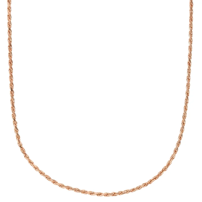 Classic Pearl Necklace for Bridesmaids-Solid Rose Gold Rope Chain (14K)