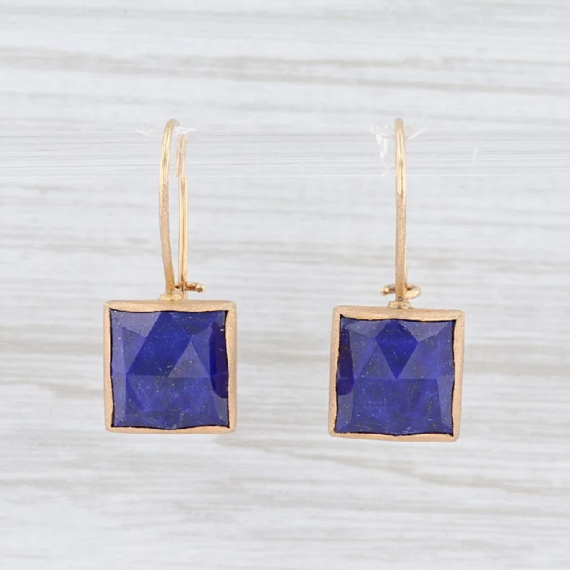 Fashion Gold Earrings-New Nina Nguyen Blue Lapis Lazuli Drop Earrings 14k Yellow Gold Hook Posts