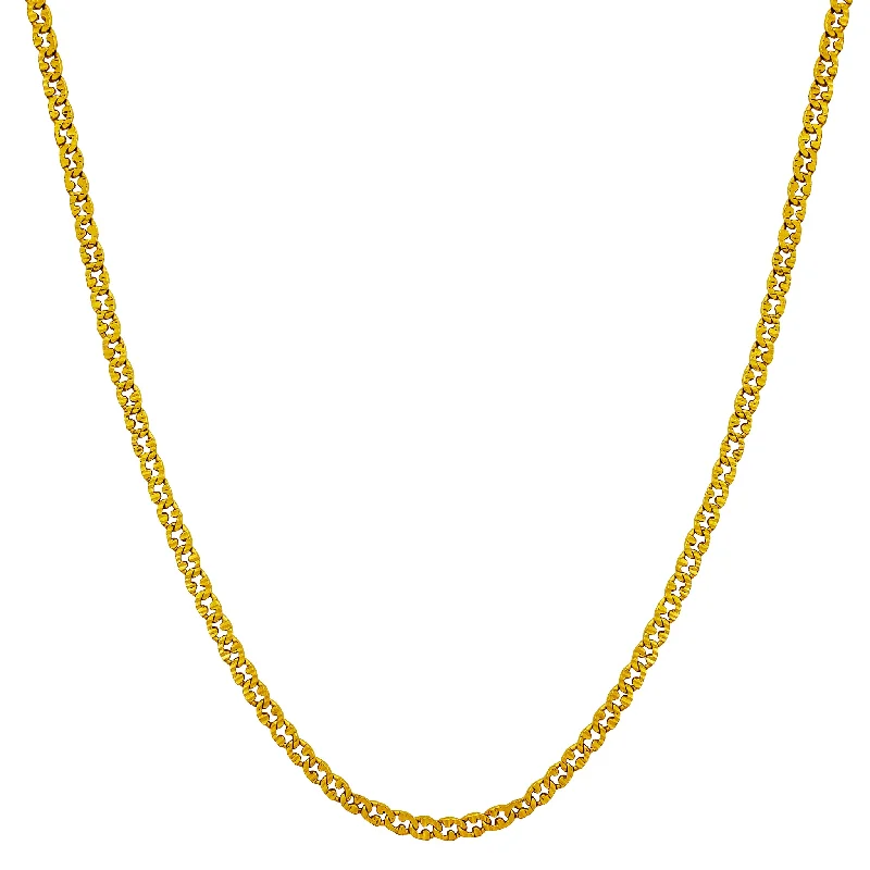 Simple Silver Necklace for Minimalist Style-Diamond Cuts Semi-Mariner Chain (24K)