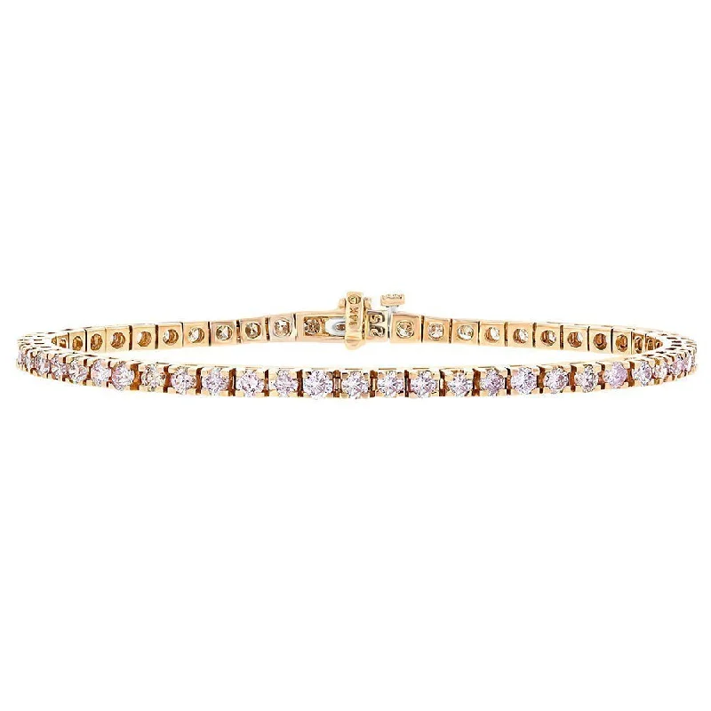 Elegant Gold Bracelet with Diamond Detailing-14KT ROSE GOLD 4.06CTW DIAMOND TENNIS BRACELET