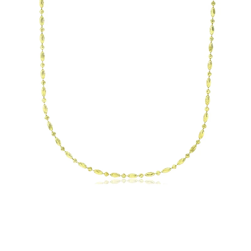 Large Gemstone Necklace for Evening Wear-Moon Cut Rice Bead Chain (14K)