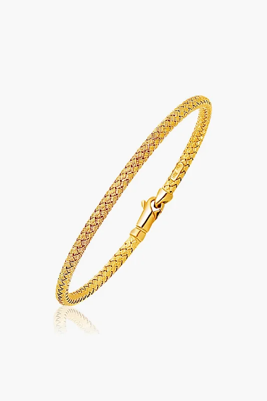 Simple Customizable Bangles for Brides-14k Gold Fancy Weave Bangle