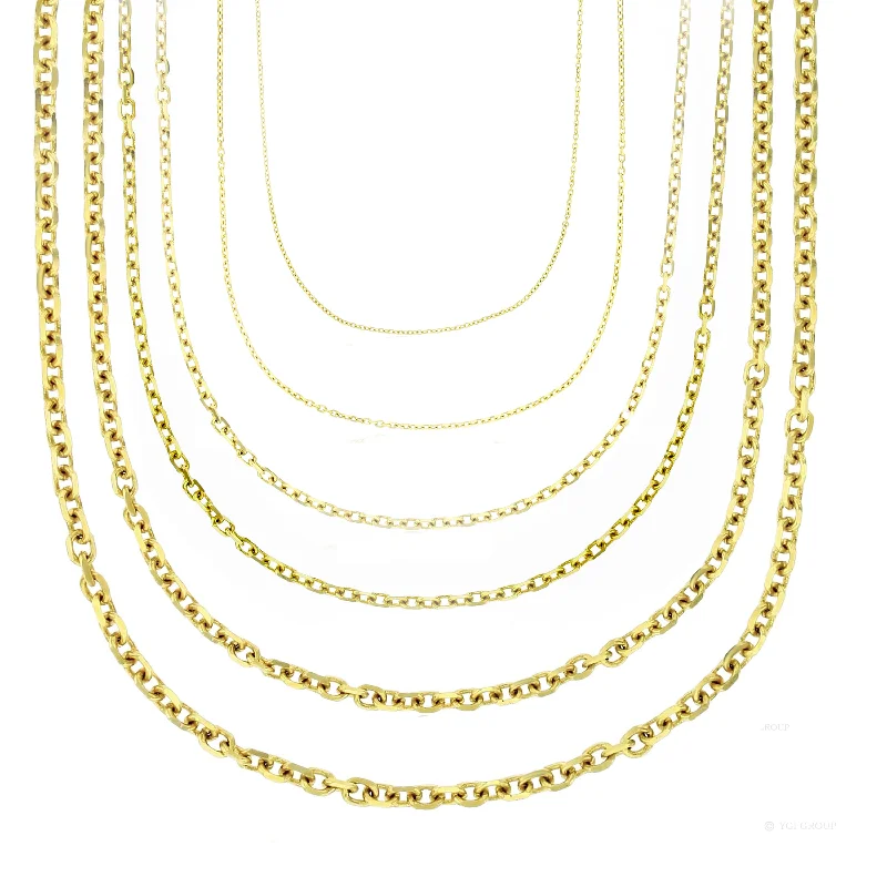 Elegant Long Gold Necklace for Weddings-Cable Link Chain (14K)