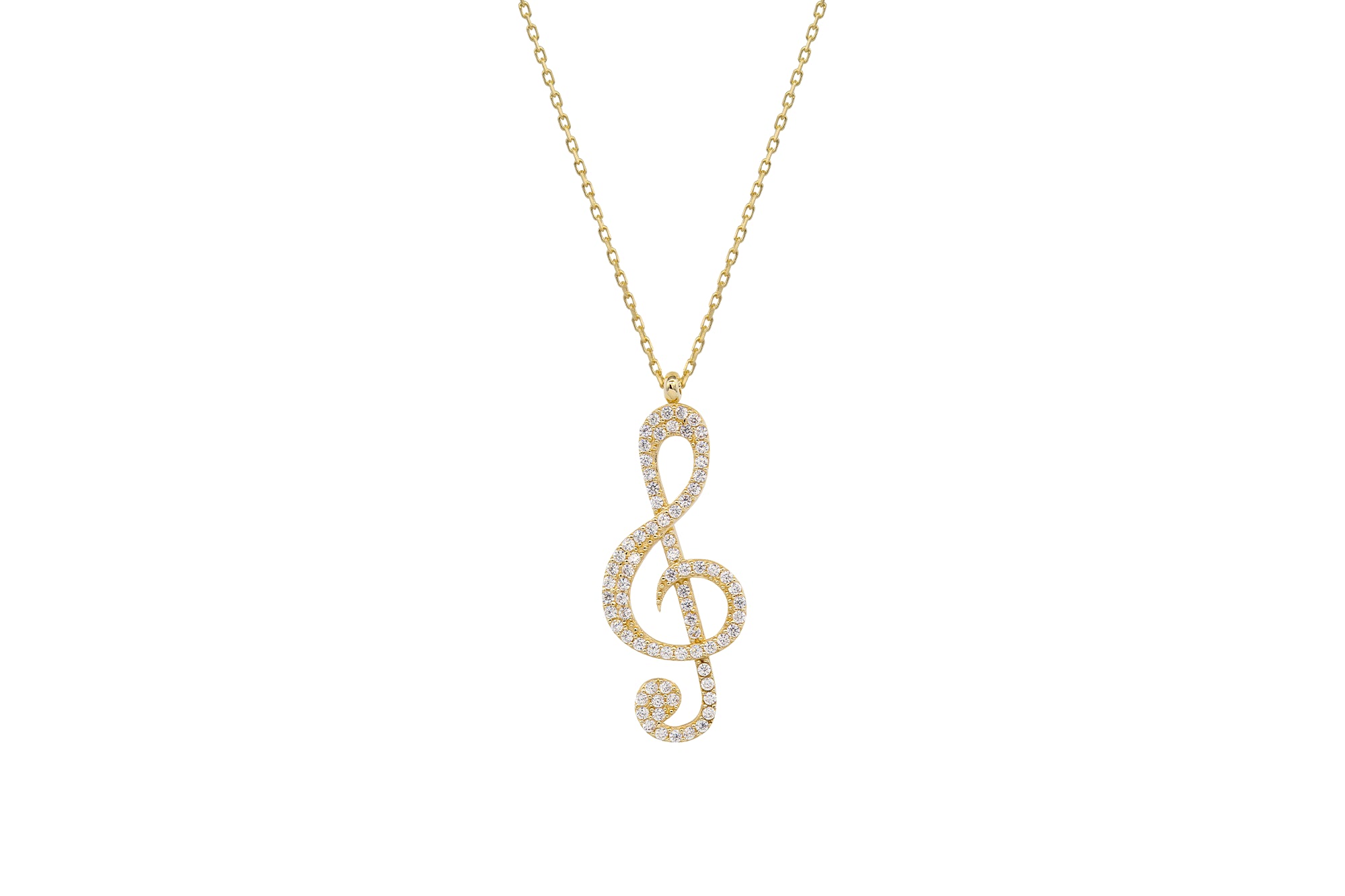 Large Pendant Necklace for Formal Look-Zirconia Key Signature Pendant (14K)