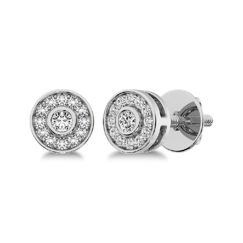 Elegant Diamond Earrings-10K White Gold 1/6 Ct.Tw. Diamond Round Shape Stud Earrings