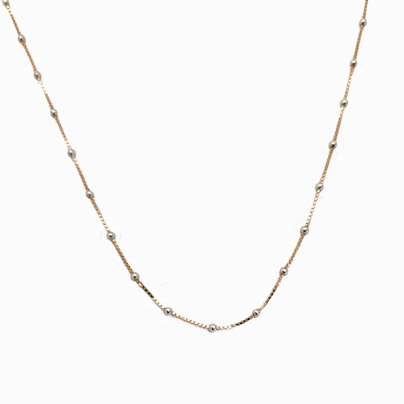 Elegant Gold Necklace with Gemstone Pendant-Two-Tone Rose Gold Bean Necklace (14K)