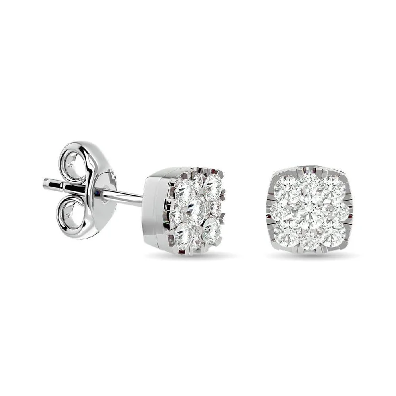 Unique Star Shaped Earrings-Diamond 3/8 Ct.Tw. Fashion Earrings in 14K White Gold