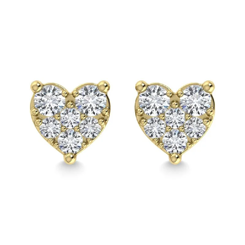 Statement Earrings for Brides-Diamond 1/5 Ct.Tw. Heart Earrings in 10K Yellow Gold