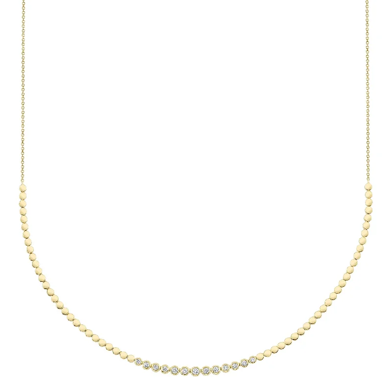 Customizable Nameplate Necklace for Women-14kt Yellow Gold Diamond Bezel Necklace with 0.46ct TW Diamond