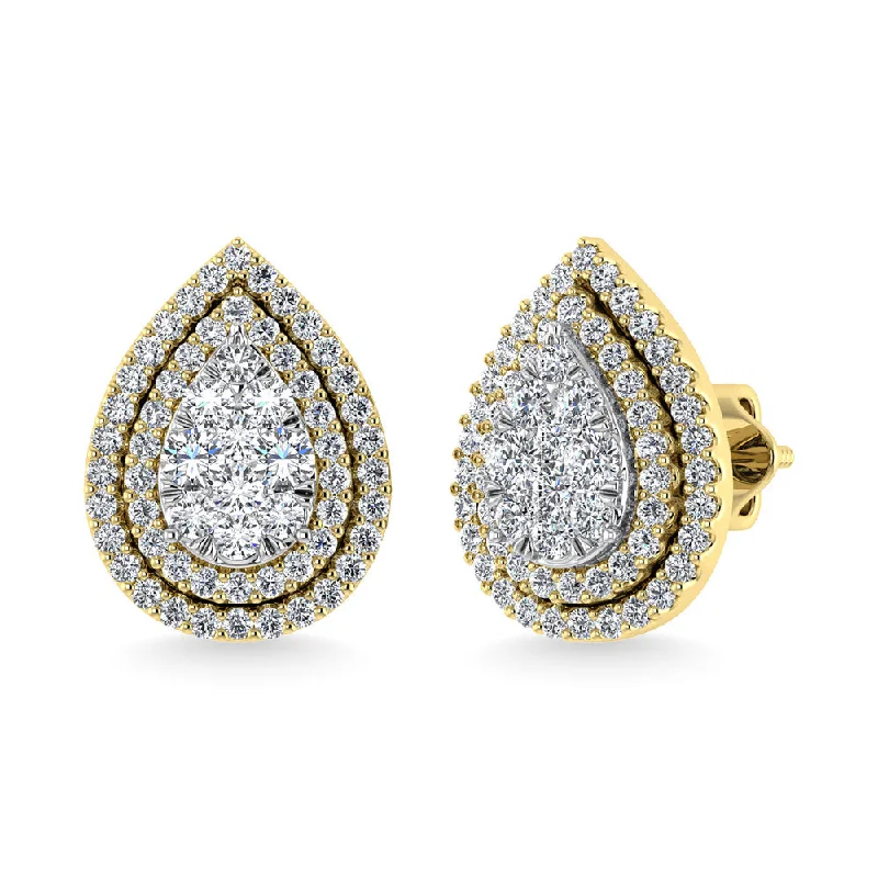 Big Dangle Earrings for Parties-Diamond 7/8 Ct.Tw. Fashion Earrings in 14K Yellow Gold